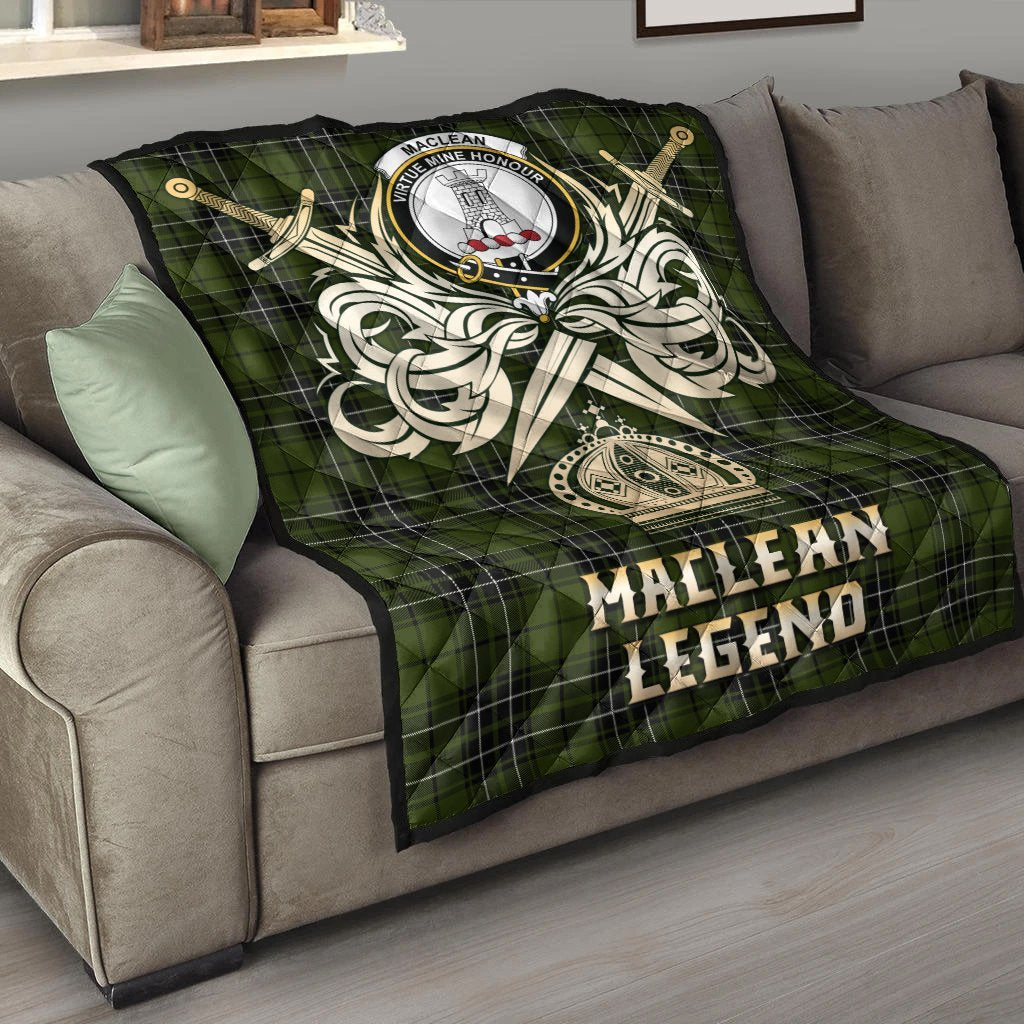 MacLean Hunting Tartan Crest Legend Gold Royal Premium Quilt