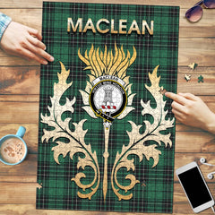 MacLean Hunting Ancient Tartan Crest Thistle Jigsaw Puzzles