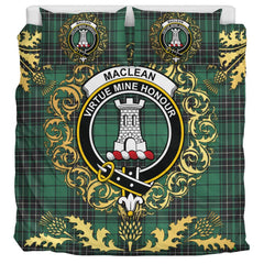 MacLean Hunting Ancient Tartan Crest Bedding Set - Golden Thistle Style
