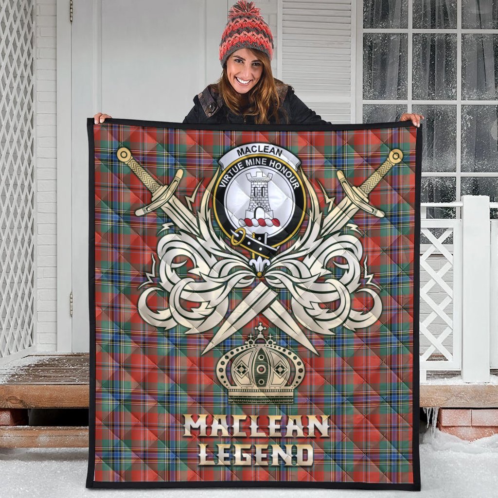 MacLean of Duart Ancient Tartan Crest Legend Gold Royal Premium Quilt