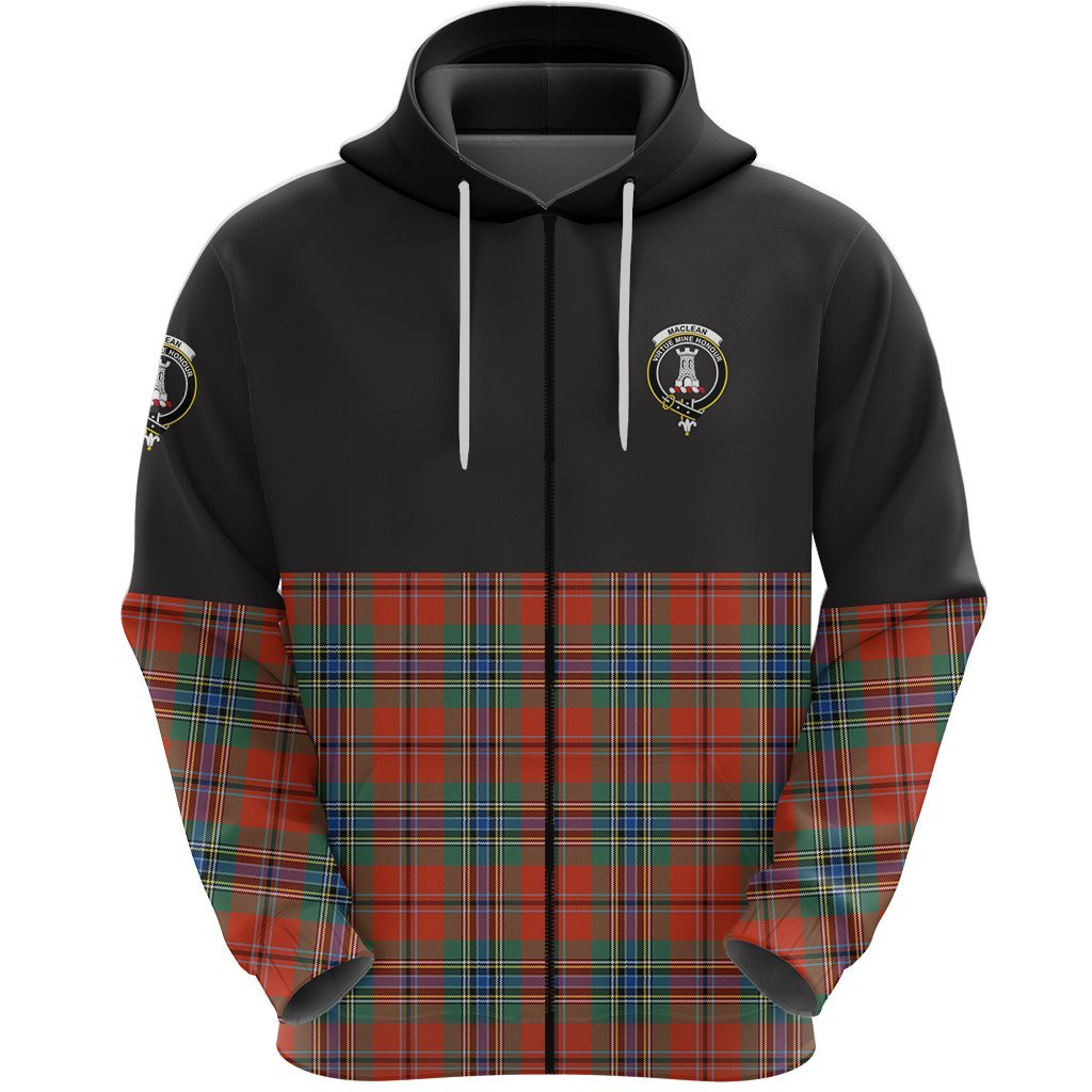 MacLean of Duart Ancient Clan Half Of Tartan Zipper Hoodie