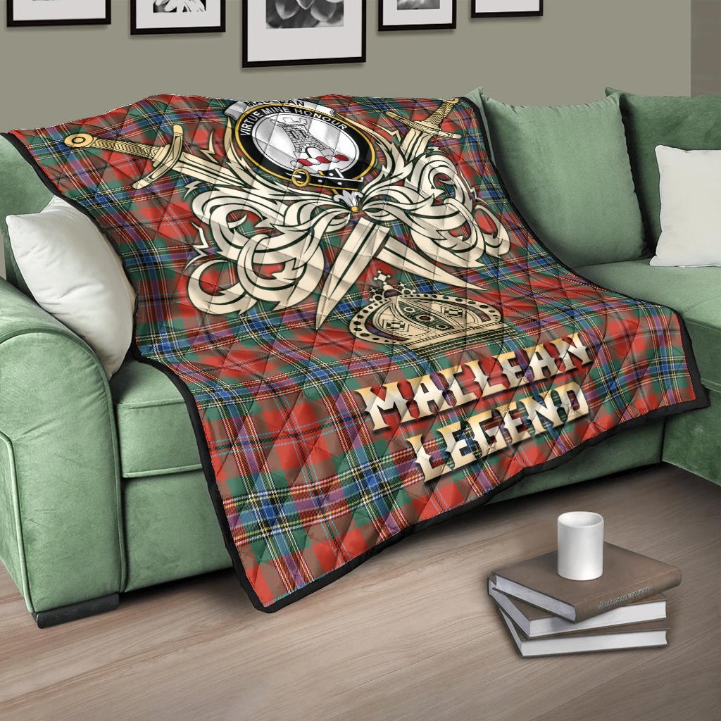 MacLean of Duart Ancient Tartan Crest Legend Gold Royal Premium Quilt