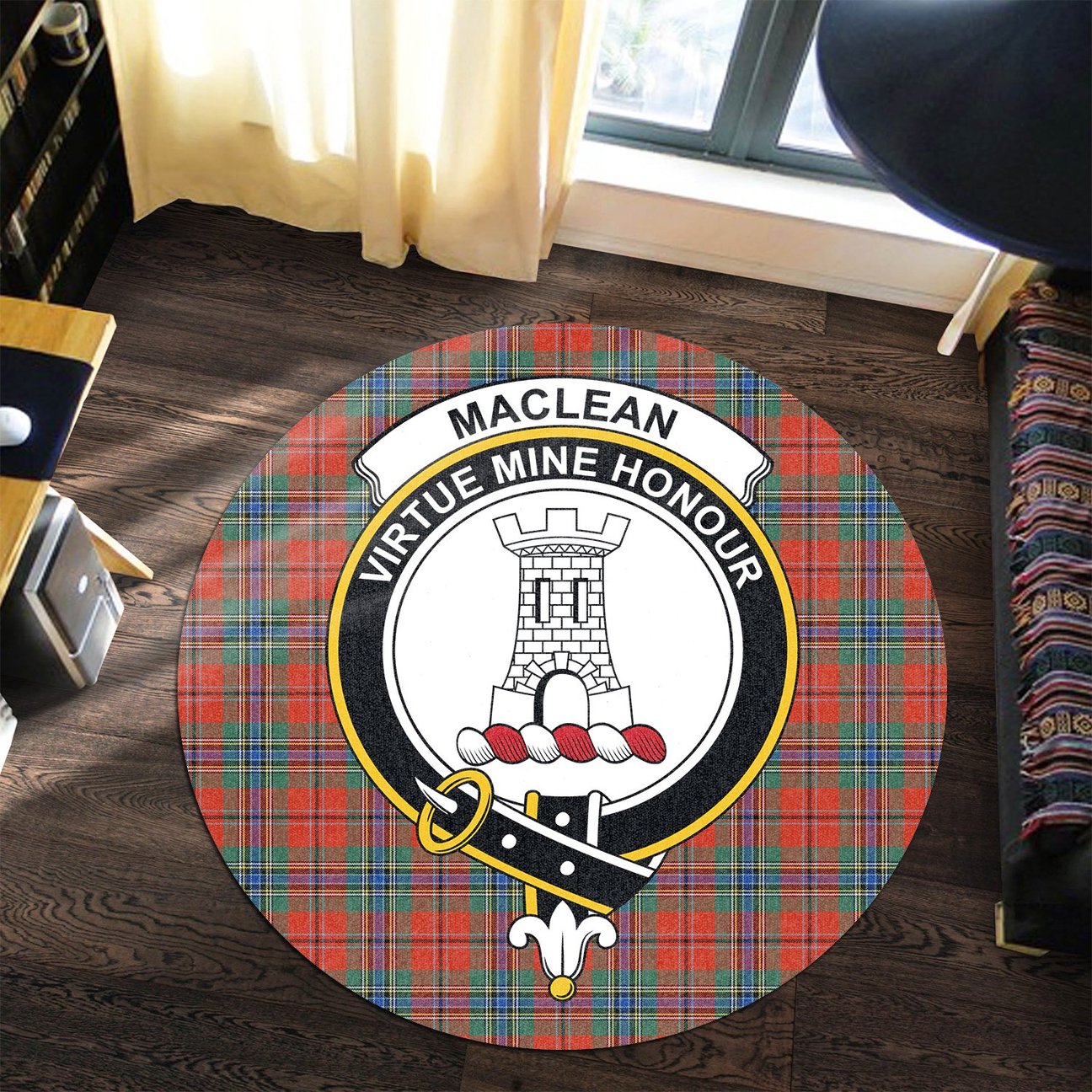 MacLean of Duart Ancient Tartan Crest Round Rug