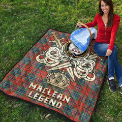 MacLean of Duart Ancient Tartan Crest Legend Gold Royal Premium Quilt