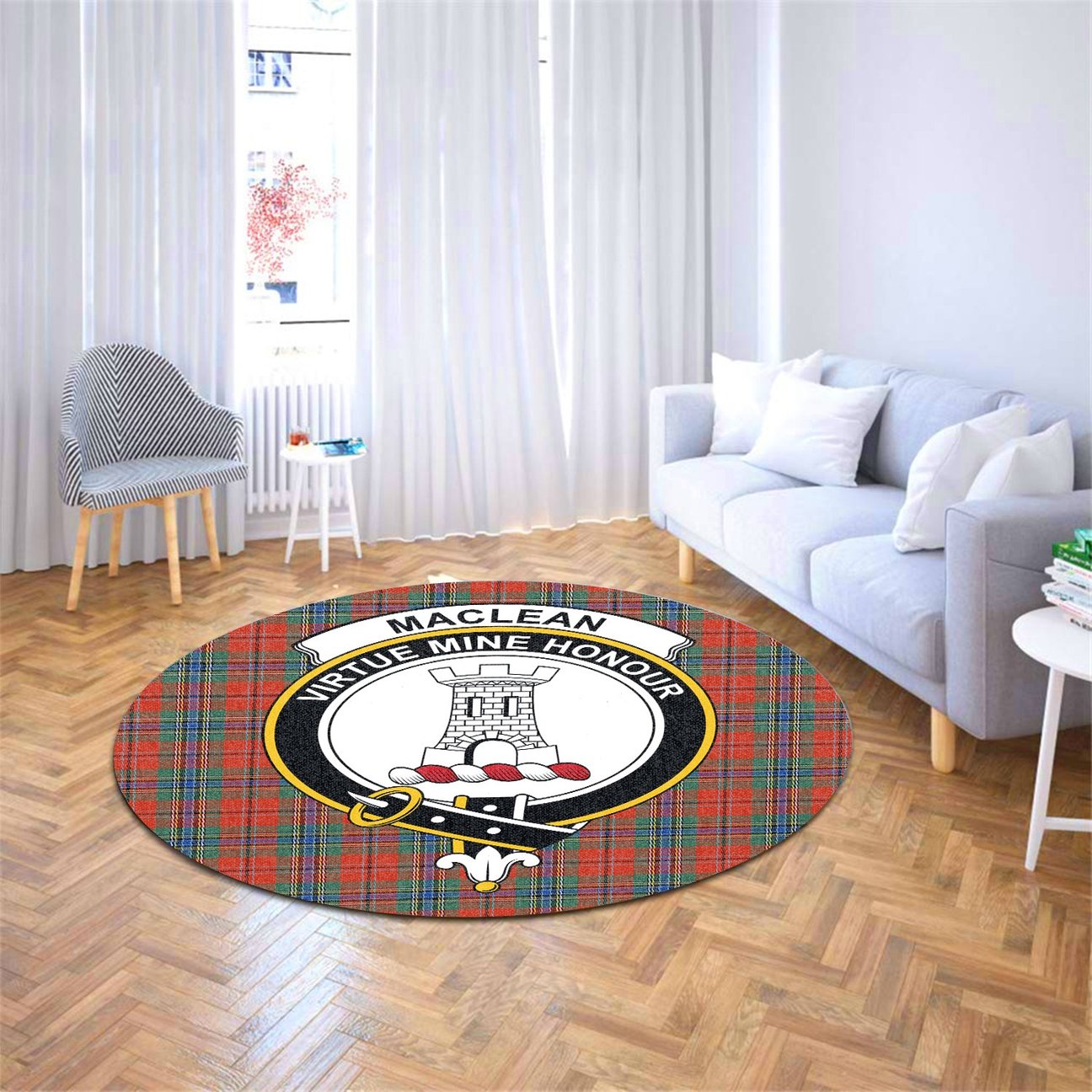 MacLean of Duart Ancient Tartan Crest Round Rug