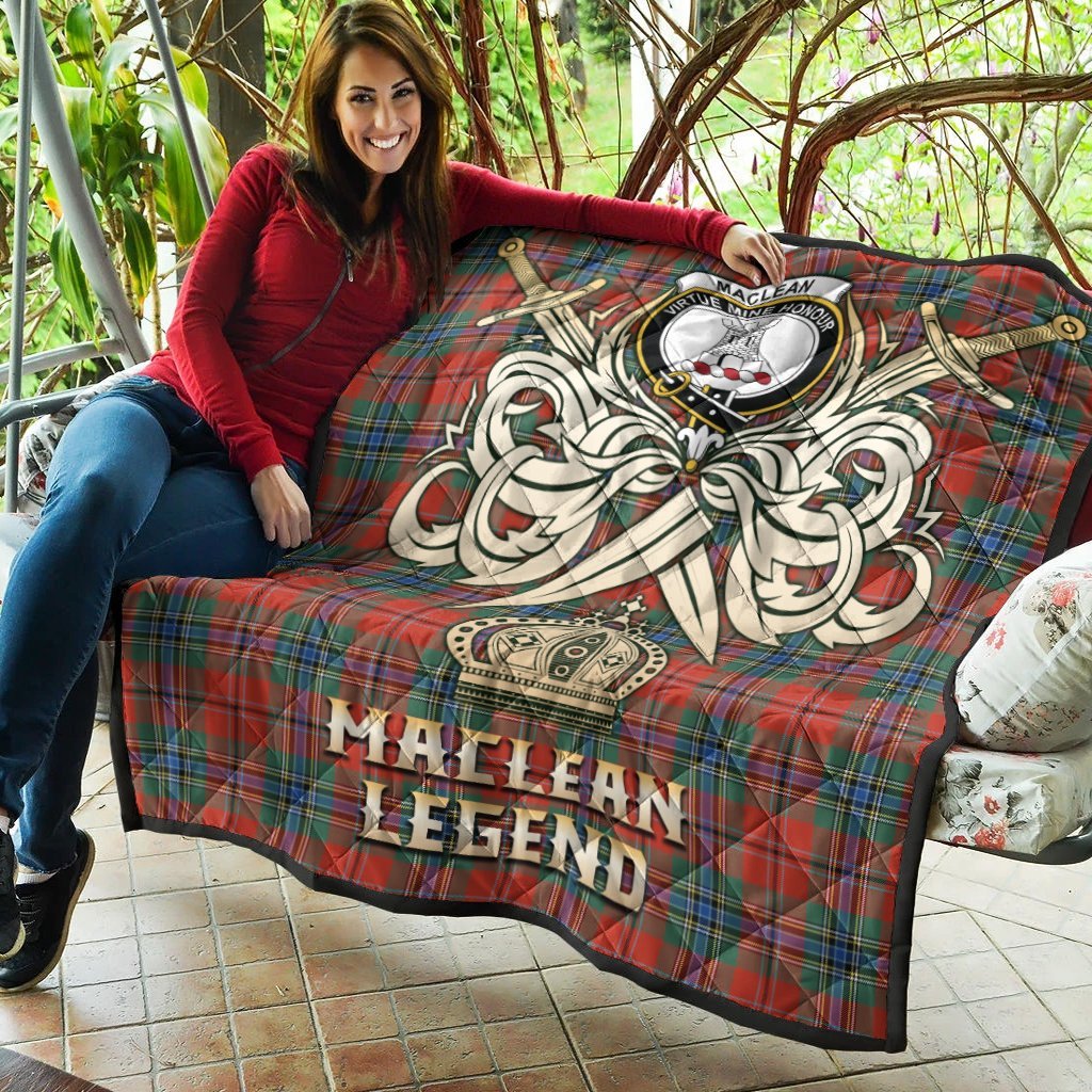 MacLean of Duart Ancient Tartan Crest Legend Gold Royal Premium Quilt