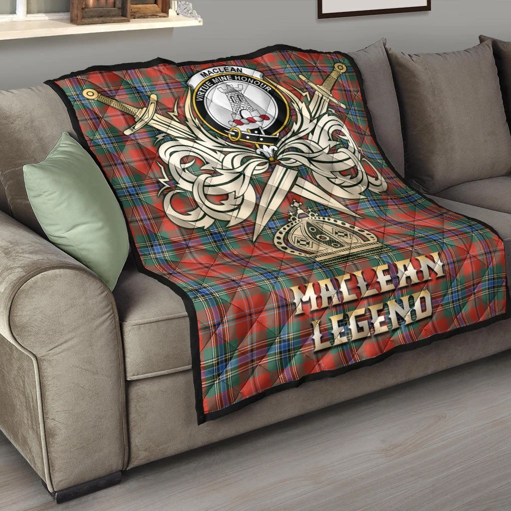 MacLean of Duart Ancient Tartan Crest Legend Gold Royal Premium Quilt