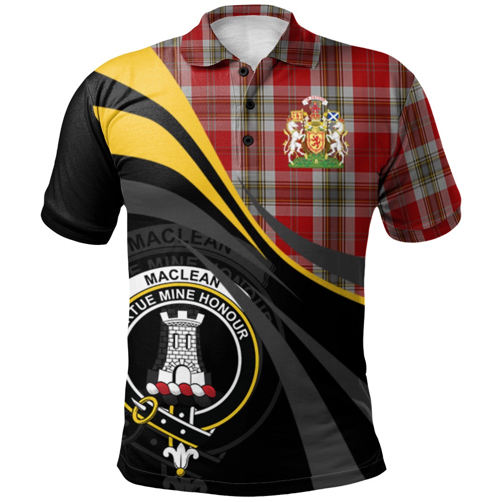 MacLean of Duart Dress Red Tartan Polo Shirt - Royal Coat Of Arms Style