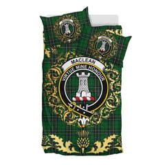 MacLean of Duart Hunting Tartan Crest Bedding Set - Golden Thistle Style