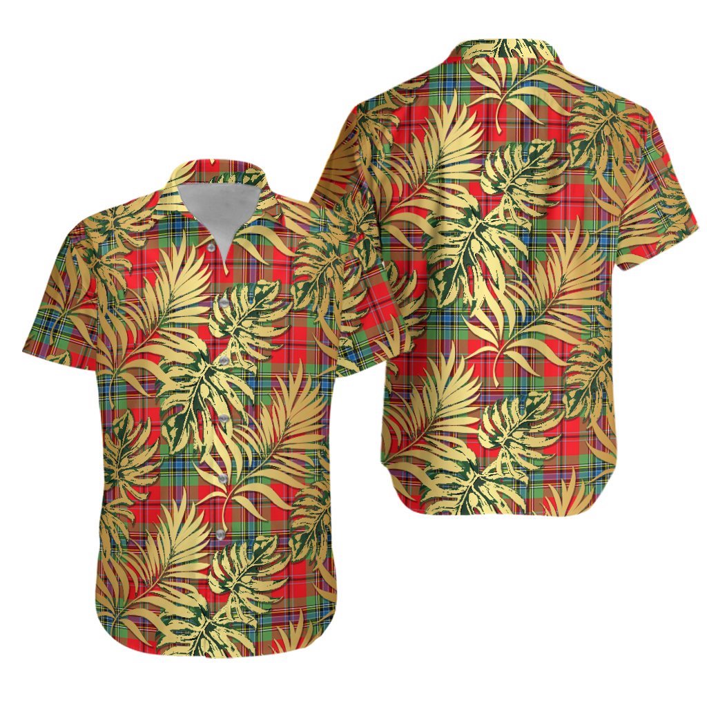 MacLean of Duart Modern Tartan Vintage Leaves Hawaiian Shirt