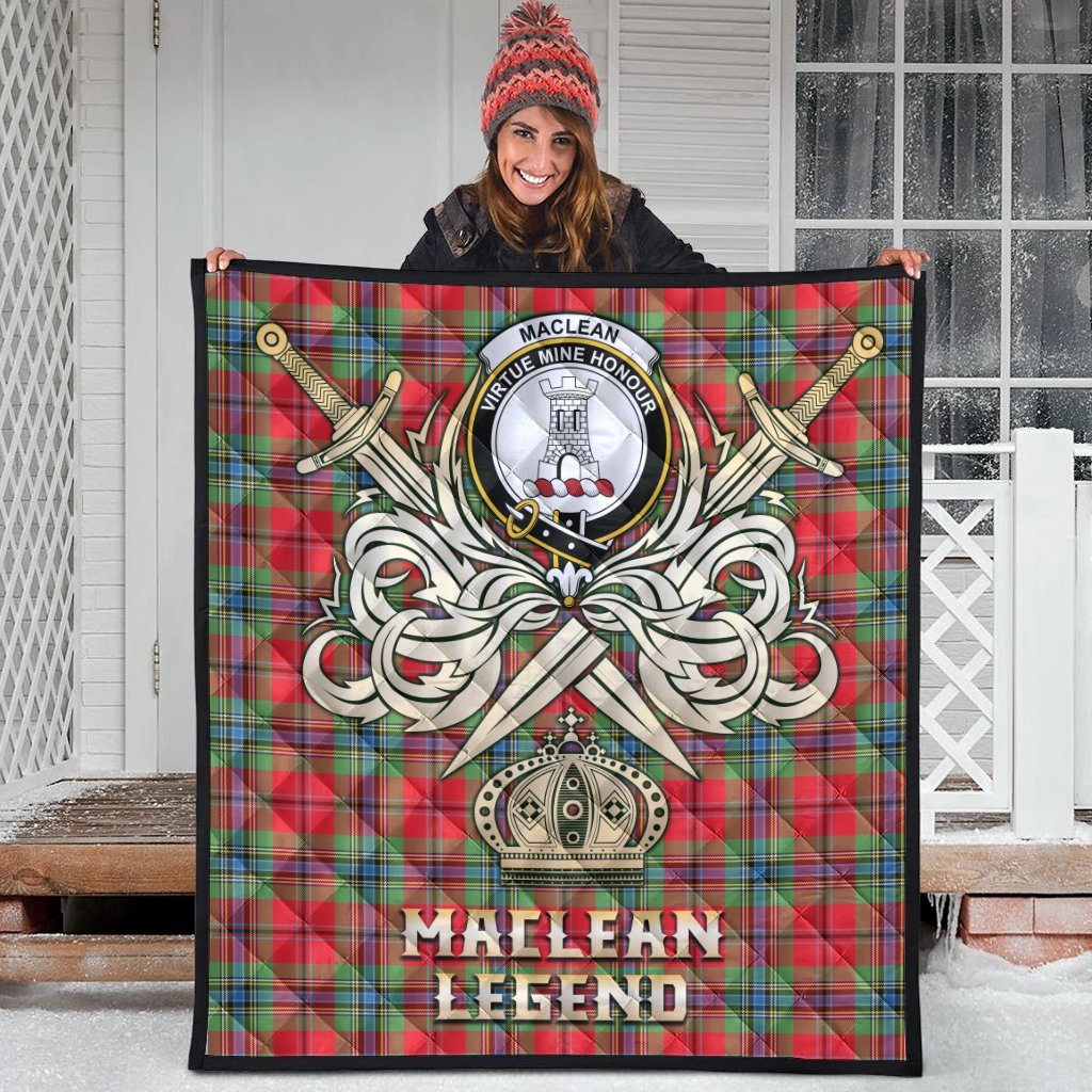 MacLean of Duart Modern Tartan Crest Legend Gold Royal Premium Quilt