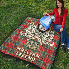 MacLean of Duart Modern Tartan Crest Legend Gold Royal Premium Quilt