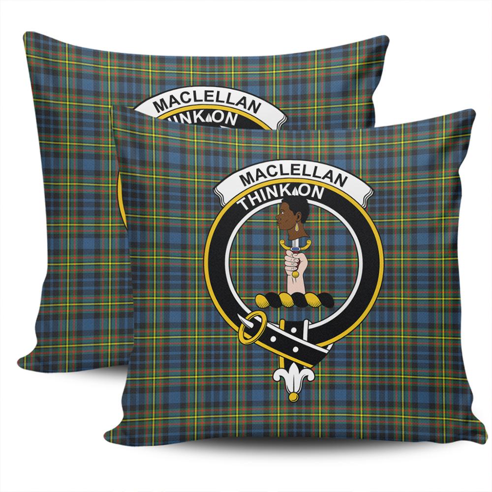 Scottish MacLellan Ancient Tartan Crest Pillow Cover - Tartan Cushion Cover
