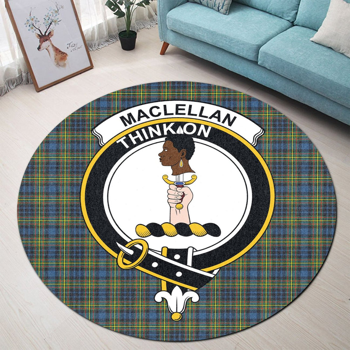 MacLellan Ancient Tartan Crest Round Rug