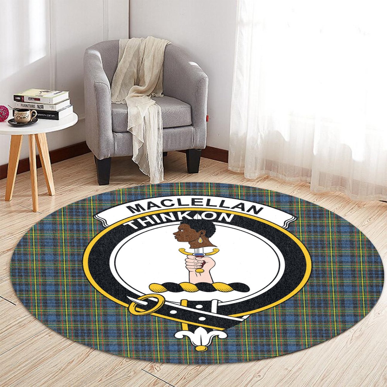 MacLellan Ancient Tartan Crest Round Rug