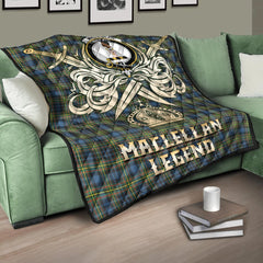 MacLellan Ancient Tartan Crest Legend Gold Royal Premium Quilt