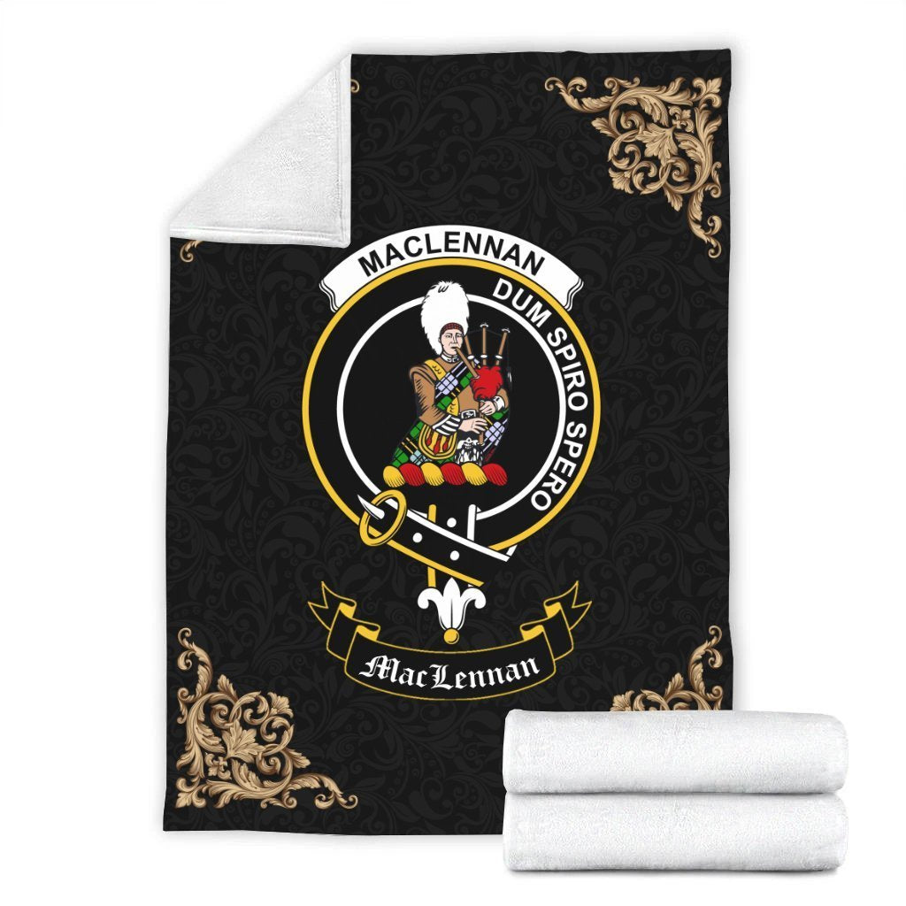 MacLennan Crest Tartan Premium Blanket Black