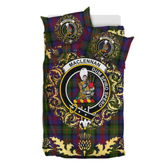 MacLennan Tartan Crest Bedding Set - Golden Thistle Style