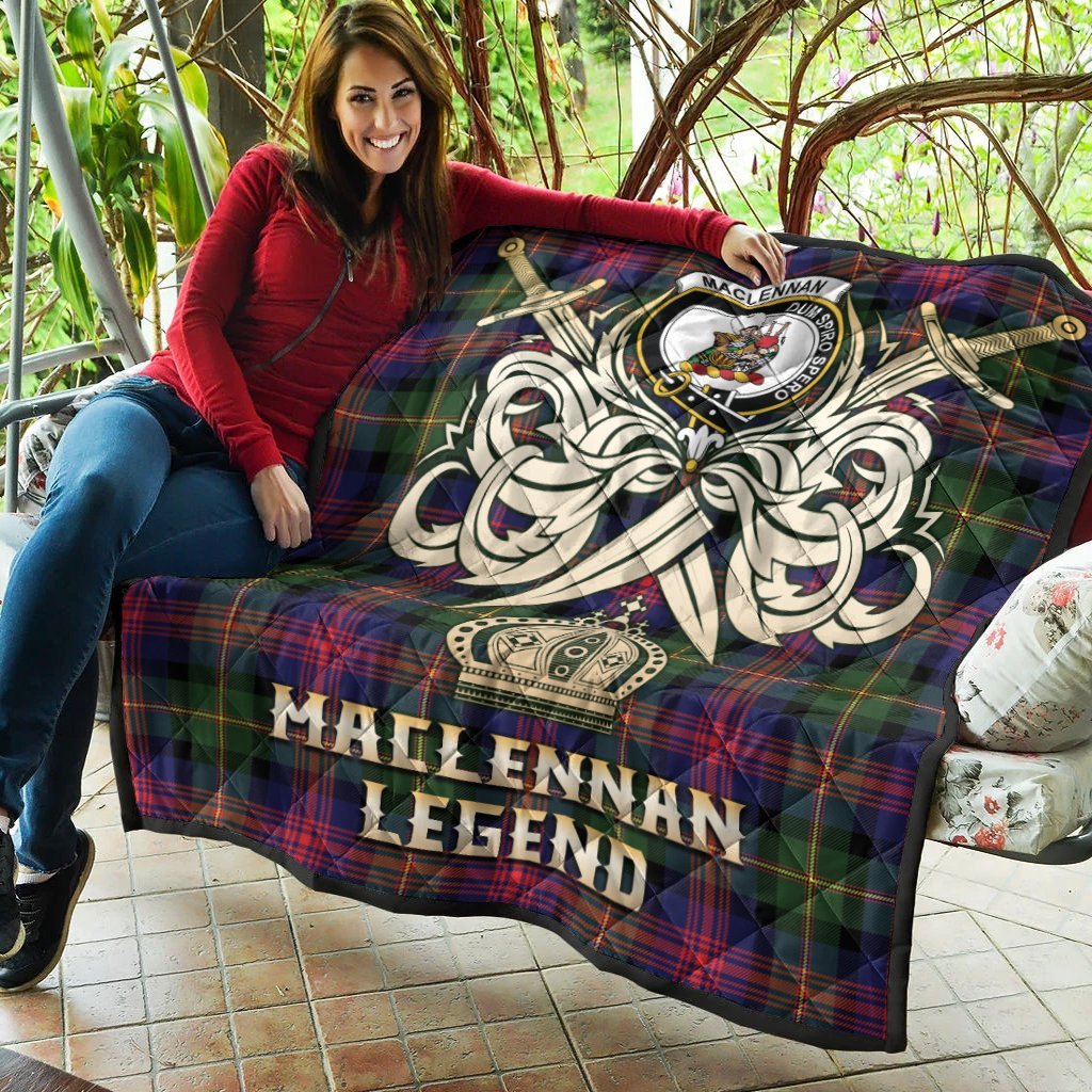 MacLennan Tartan Crest Legend Gold Royal Premium Quilt