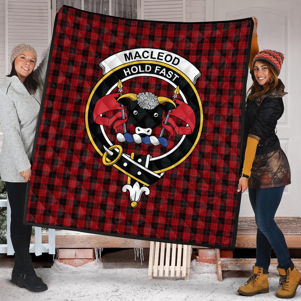 MacLeod Black and Red Tartan Crest Quilt