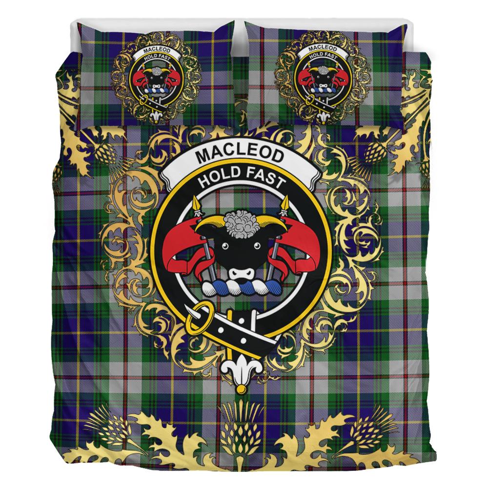 MacLeod Californian Tartan Crest Bedding Set - Golden Thistle Style