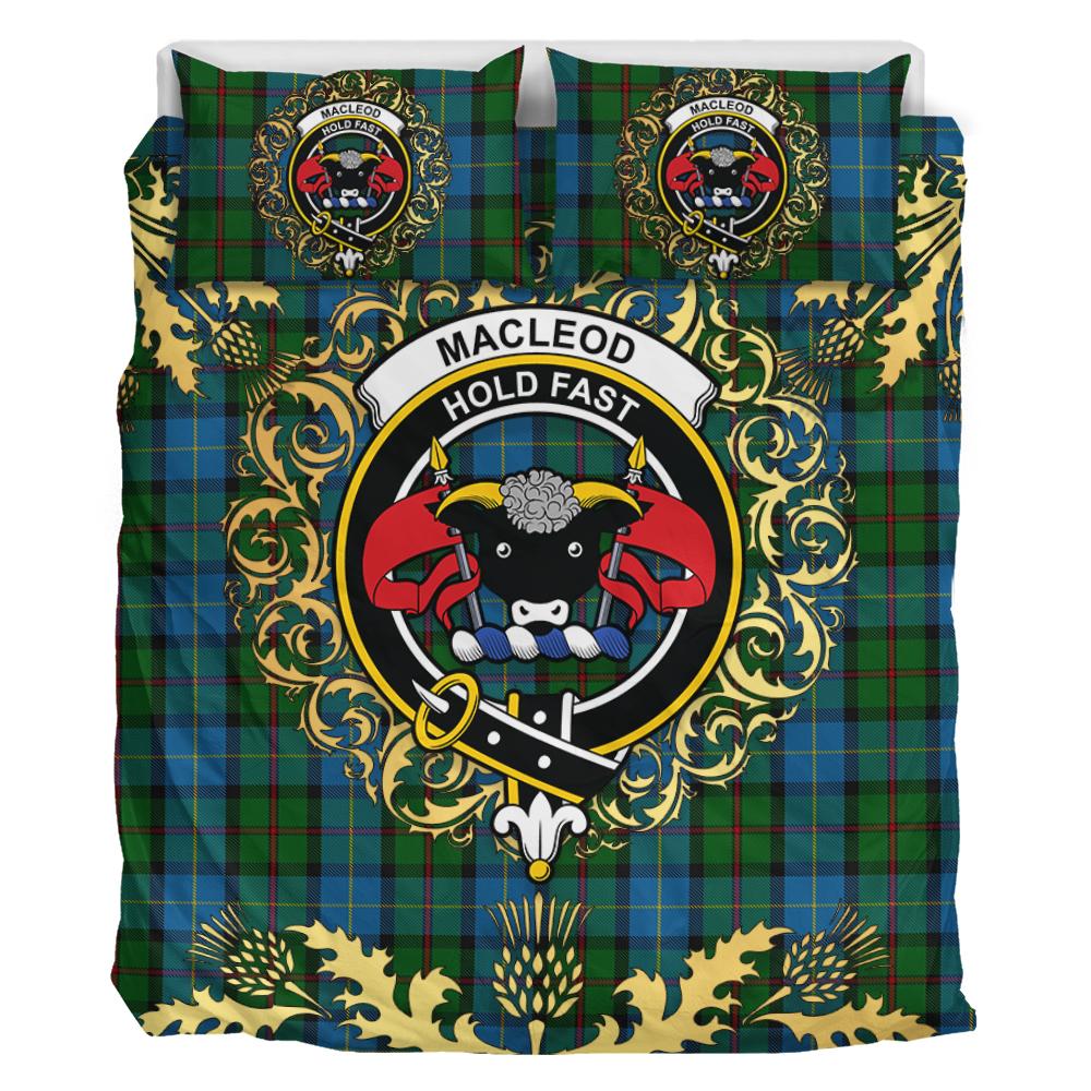 MacLeod of Assynt Tartan Crest Bedding Set - Golden Thistle Style