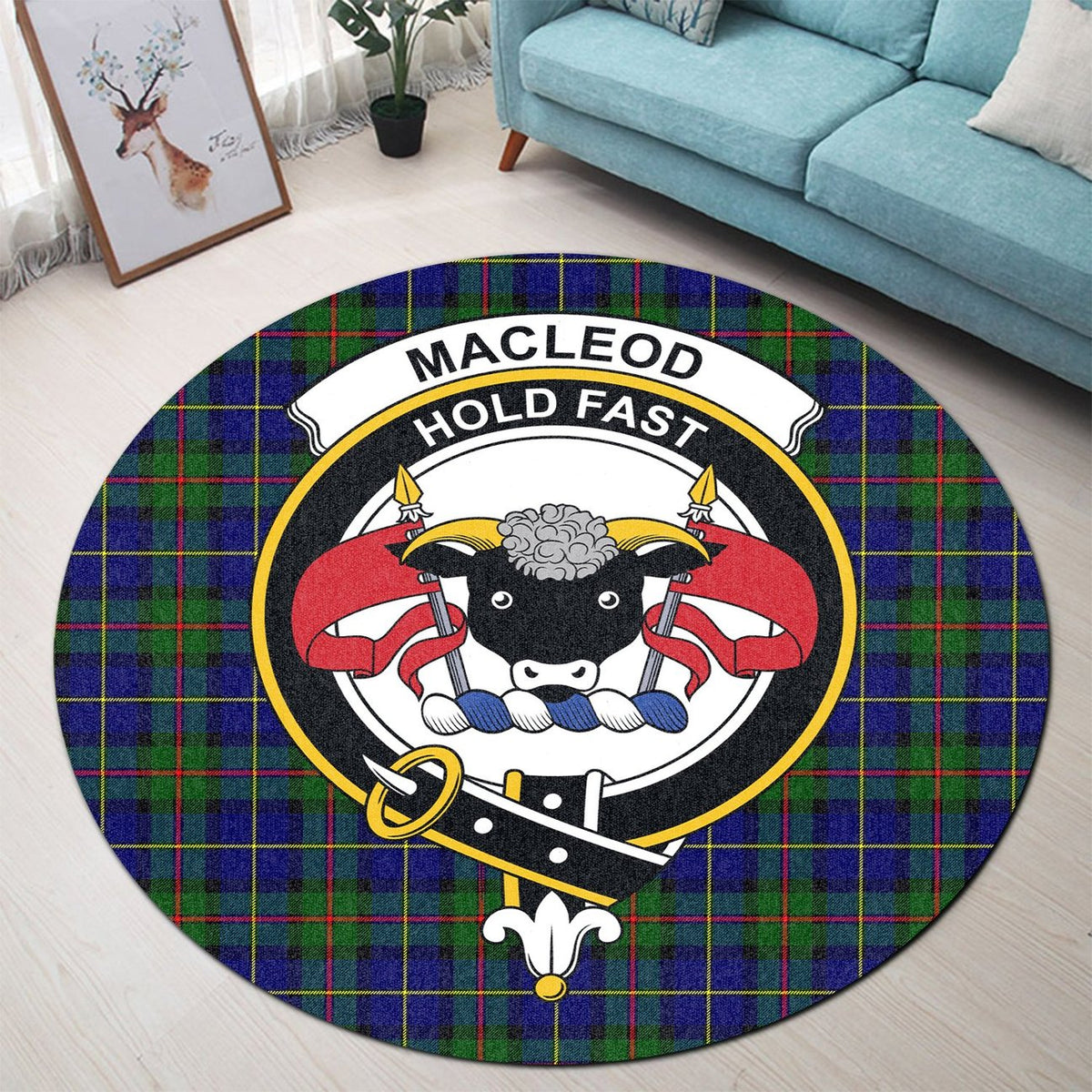 MacLeod of Harris Modern Tartan Crest Round Rug