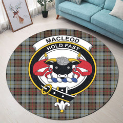 MacLeod of Harris Weathered Tartan Crest Round Rug