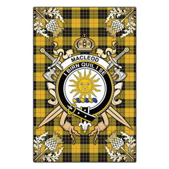 MacLeod of Lewis Ancient Tartan Crest Black Garden Flag - Gold Thistle Style