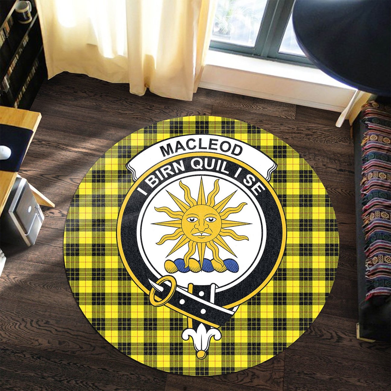 MacLeod of Lewis Modern Tartan Crest Round Rug