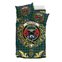 MacLeod of Skye or Johnston Tartan Crest Bedding Set - Golden Thistle Style