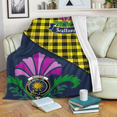 MacLeod Tartan Crest Premium Blanket - Thistle Style