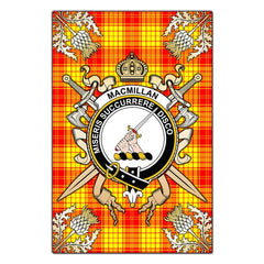 MacMillan Tartan Crest Black Garden Flag - Gold Thistle Style