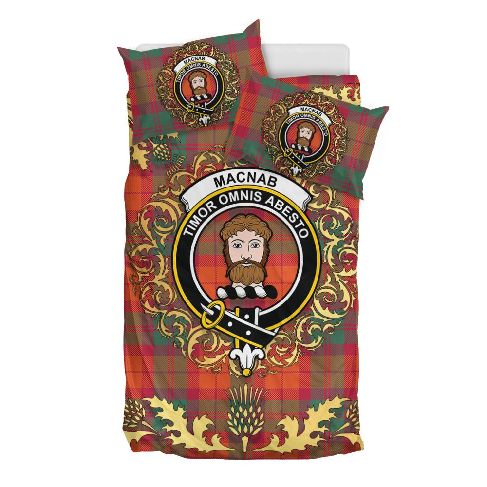 MacNab Ancient Tartan Crest Bedding Set - Golden Thistle Style