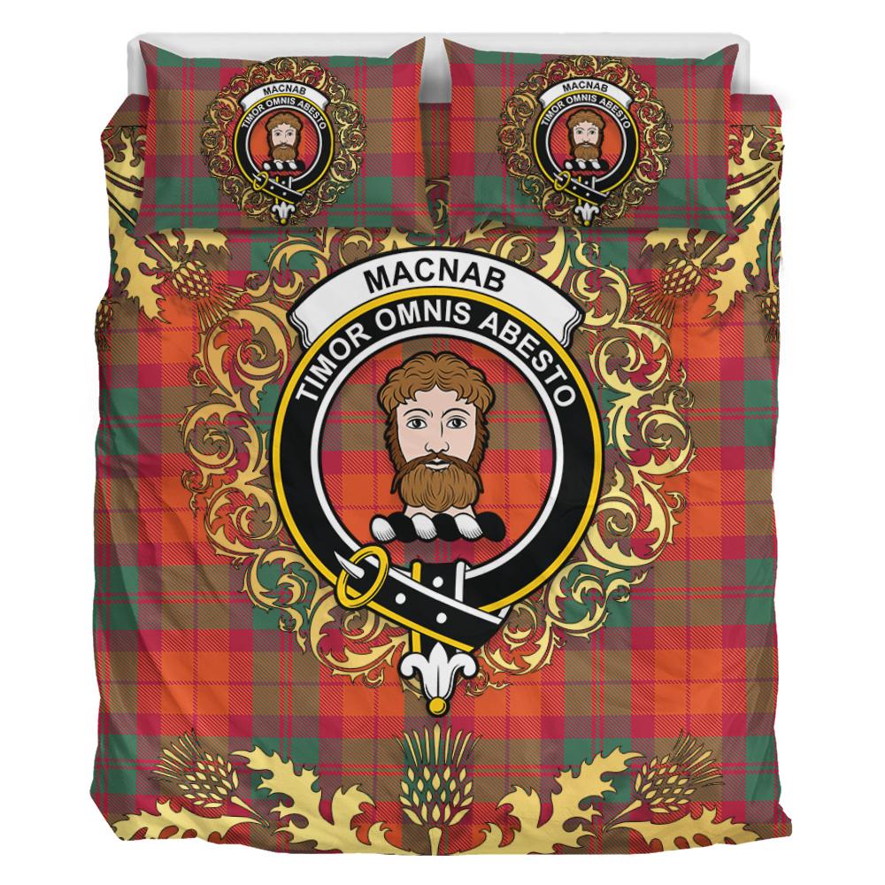 MacNab Ancient Tartan Crest Bedding Set - Golden Thistle Style