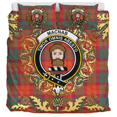 MacNab Ancient Tartan Crest Bedding Set - Golden Thistle Style