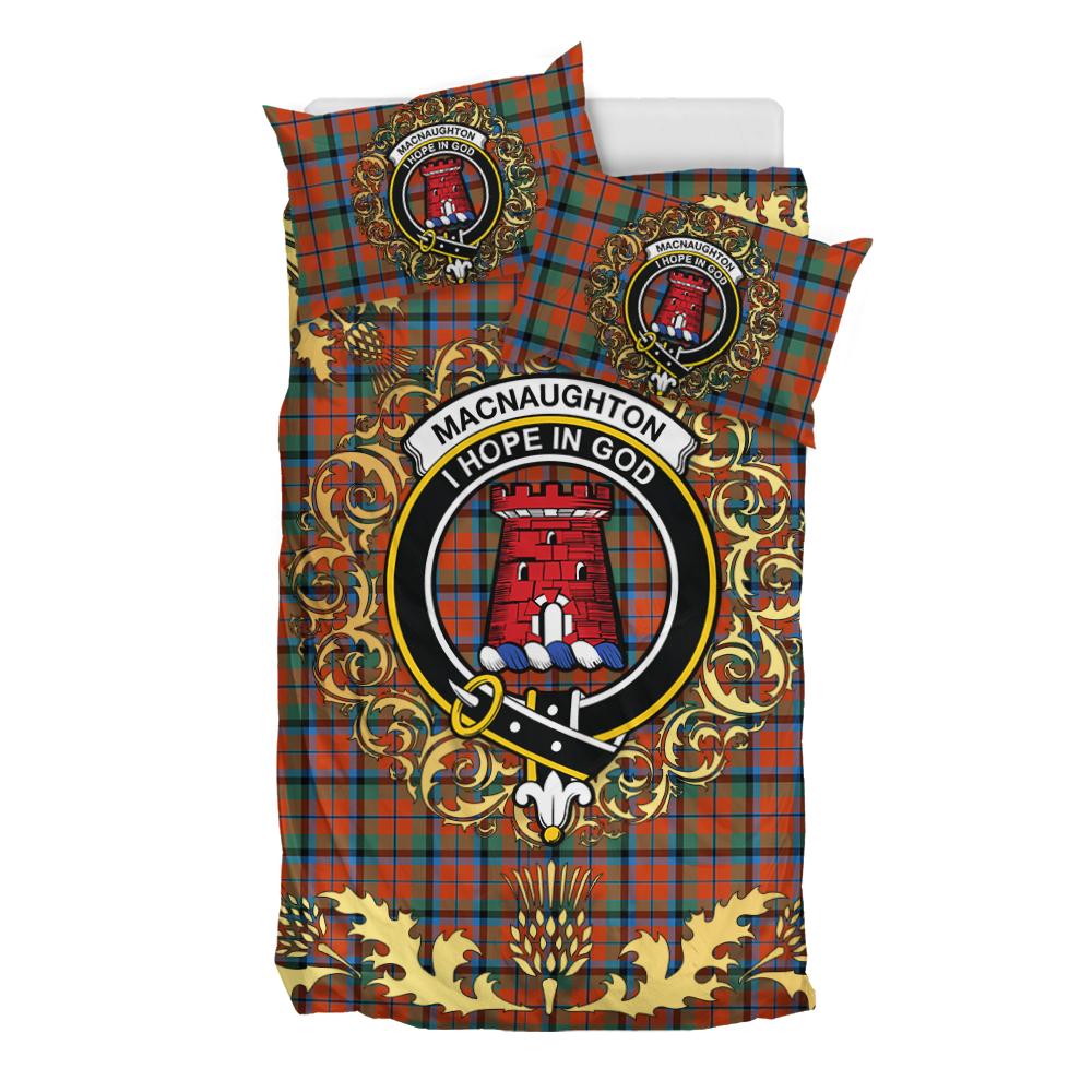 MacNaughton Ancient Tartan Crest Bedding Set - Golden Thistle Style