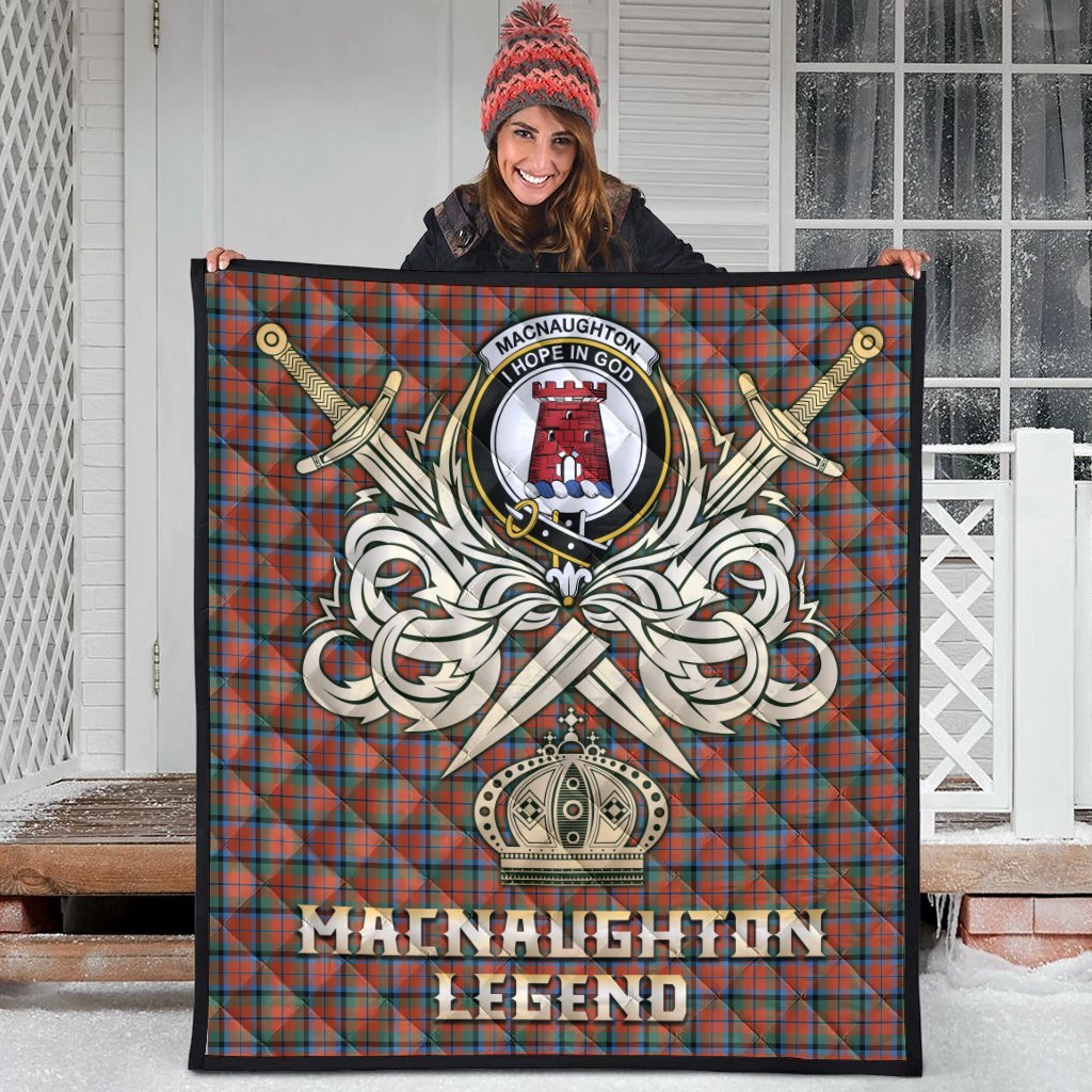 MacNaughton Ancient Tartan Crest Legend Gold Royal Premium Quilt