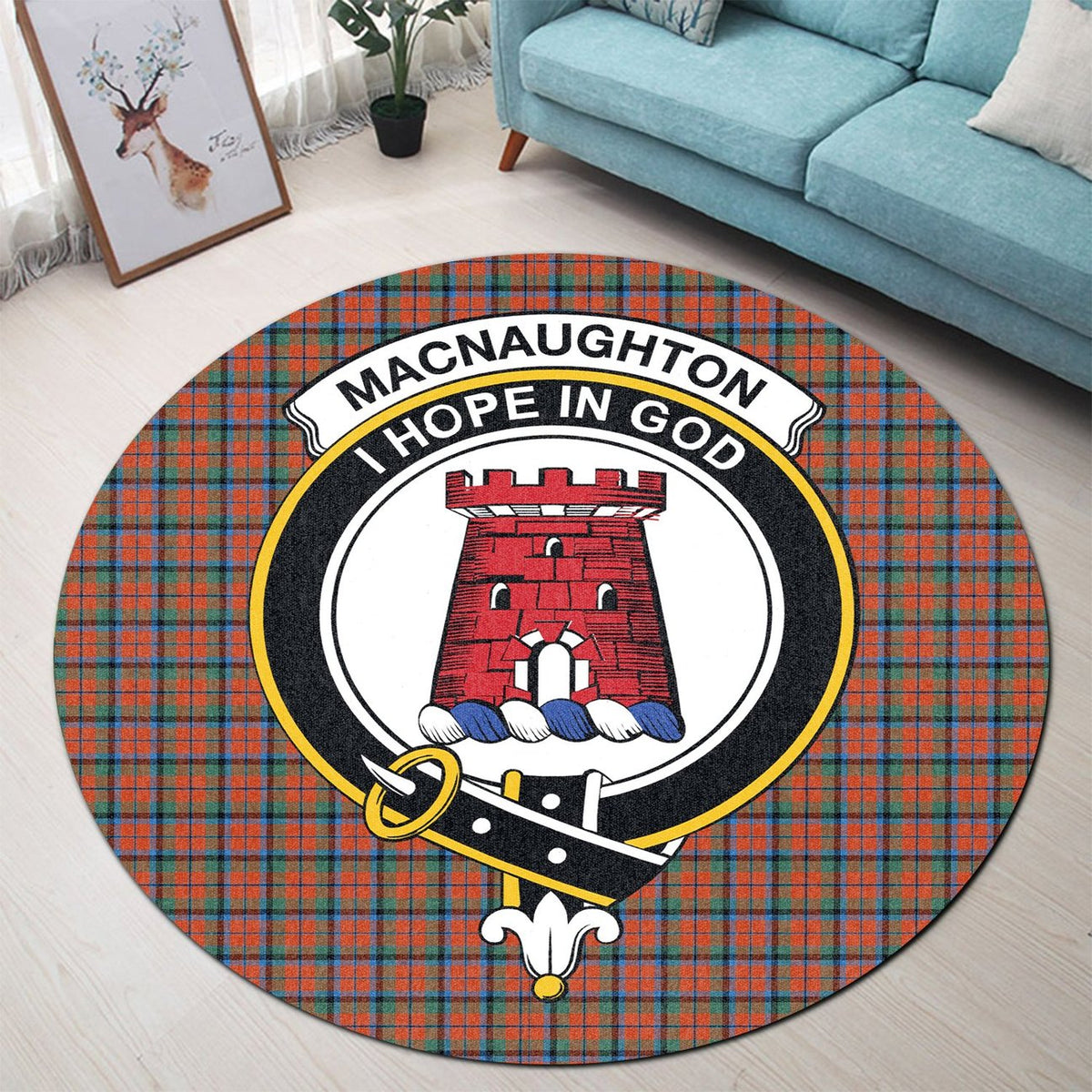 MacNaughton Ancient Tartan Crest Round Rug