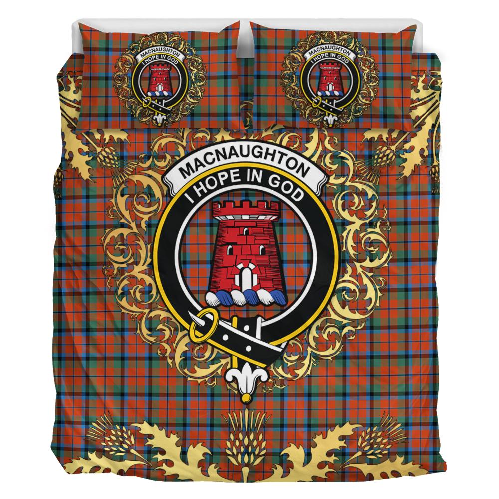 MacNaughton Ancient Tartan Crest Bedding Set - Golden Thistle Style