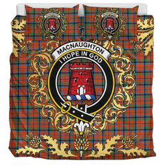 MacNaughton Ancient Tartan Crest Bedding Set - Golden Thistle Style