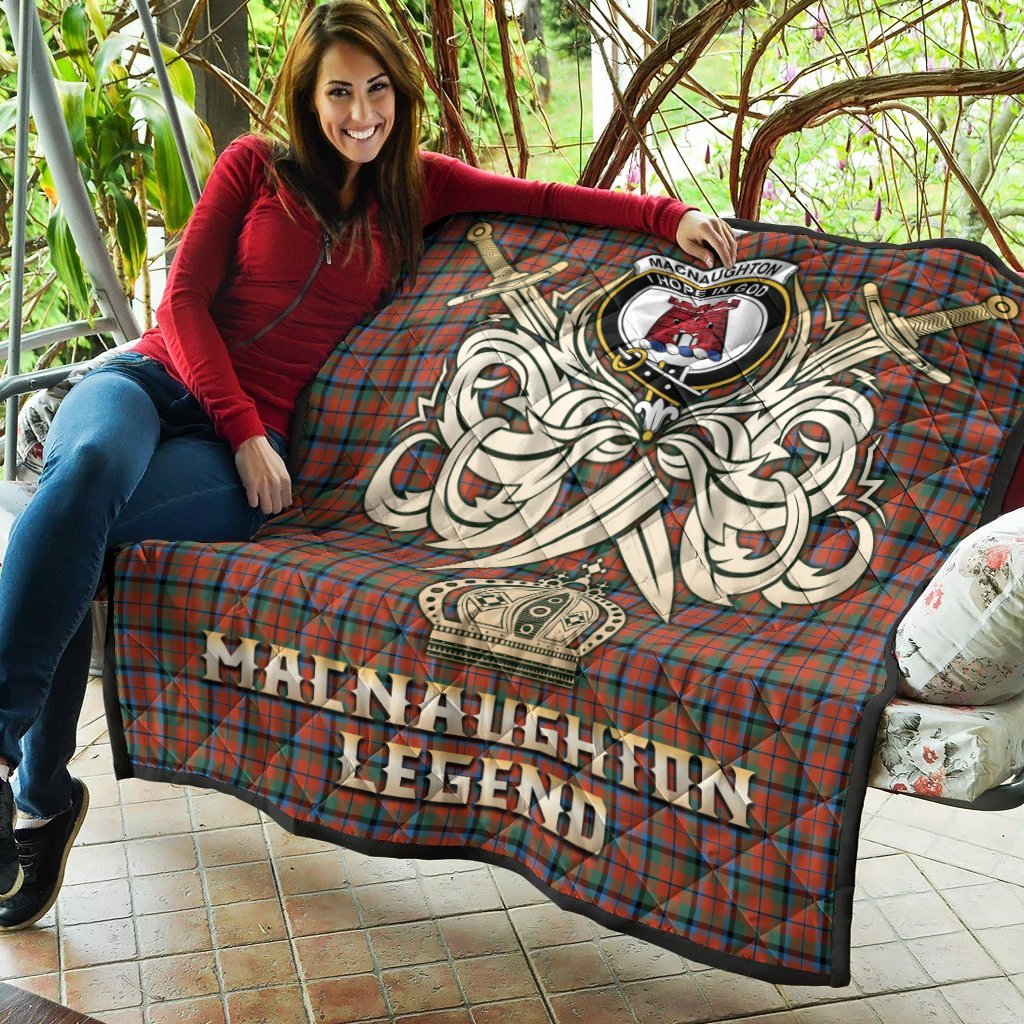 MacNaughton Ancient Tartan Crest Legend Gold Royal Premium Quilt