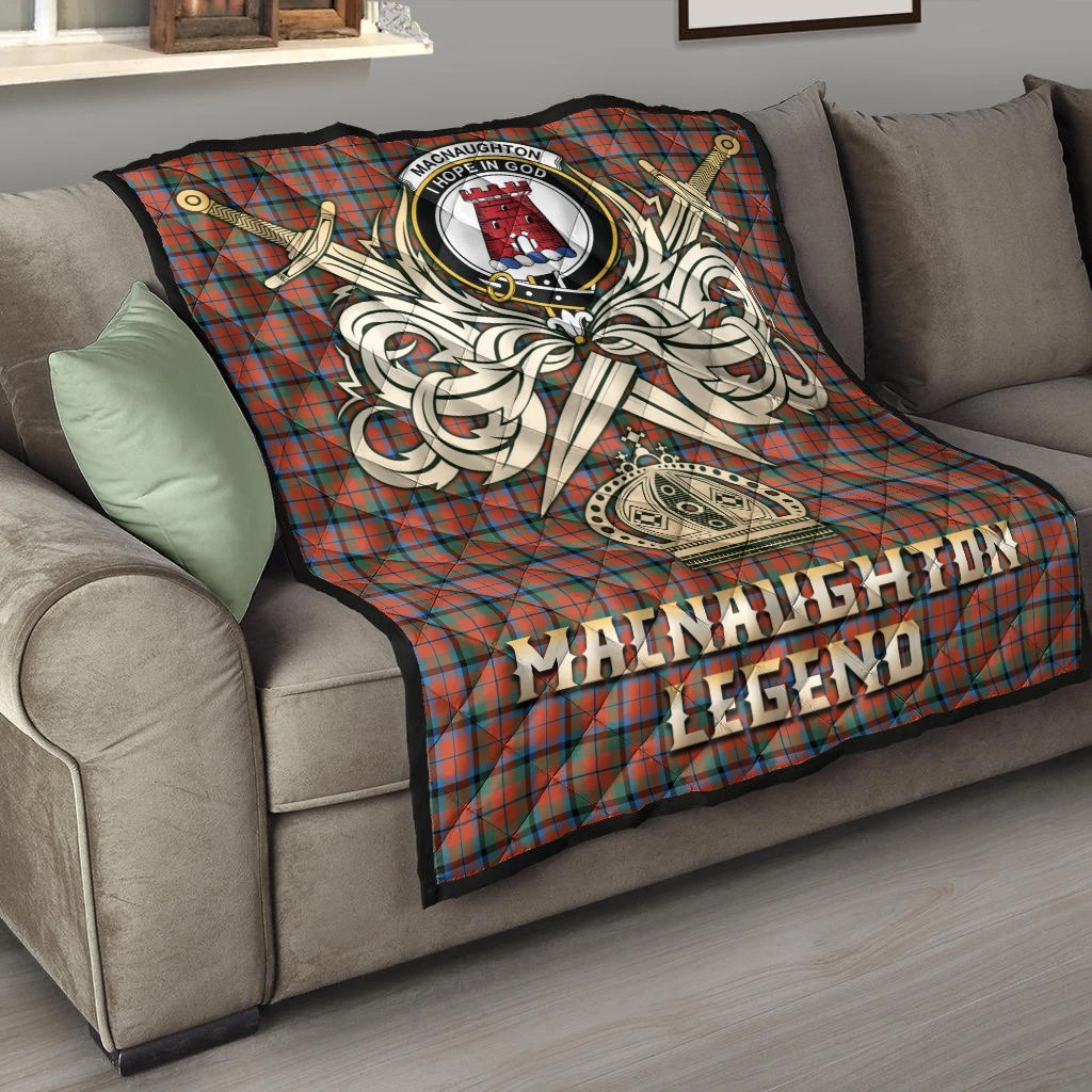 MacNaughton Ancient Tartan Crest Legend Gold Royal Premium Quilt