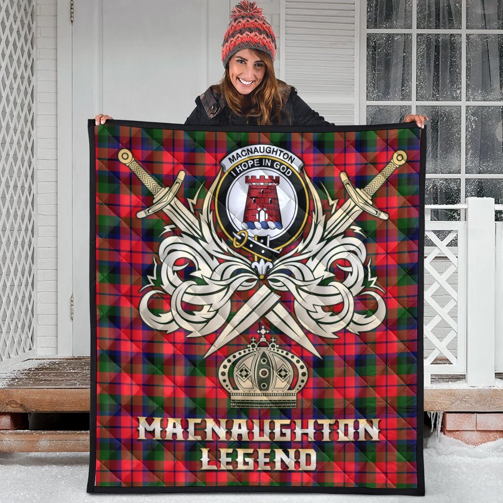 MacNaughton Modern Tartan Crest Legend Gold Royal Premium Quilt