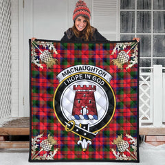 MacNaughton Modern Tartan Crest Premium Quilt - Gold Thistle Style