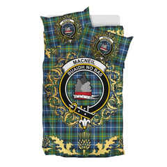 MacNeil of Barra Ancient Tartan Crest Bedding Set - Golden Thistle Style