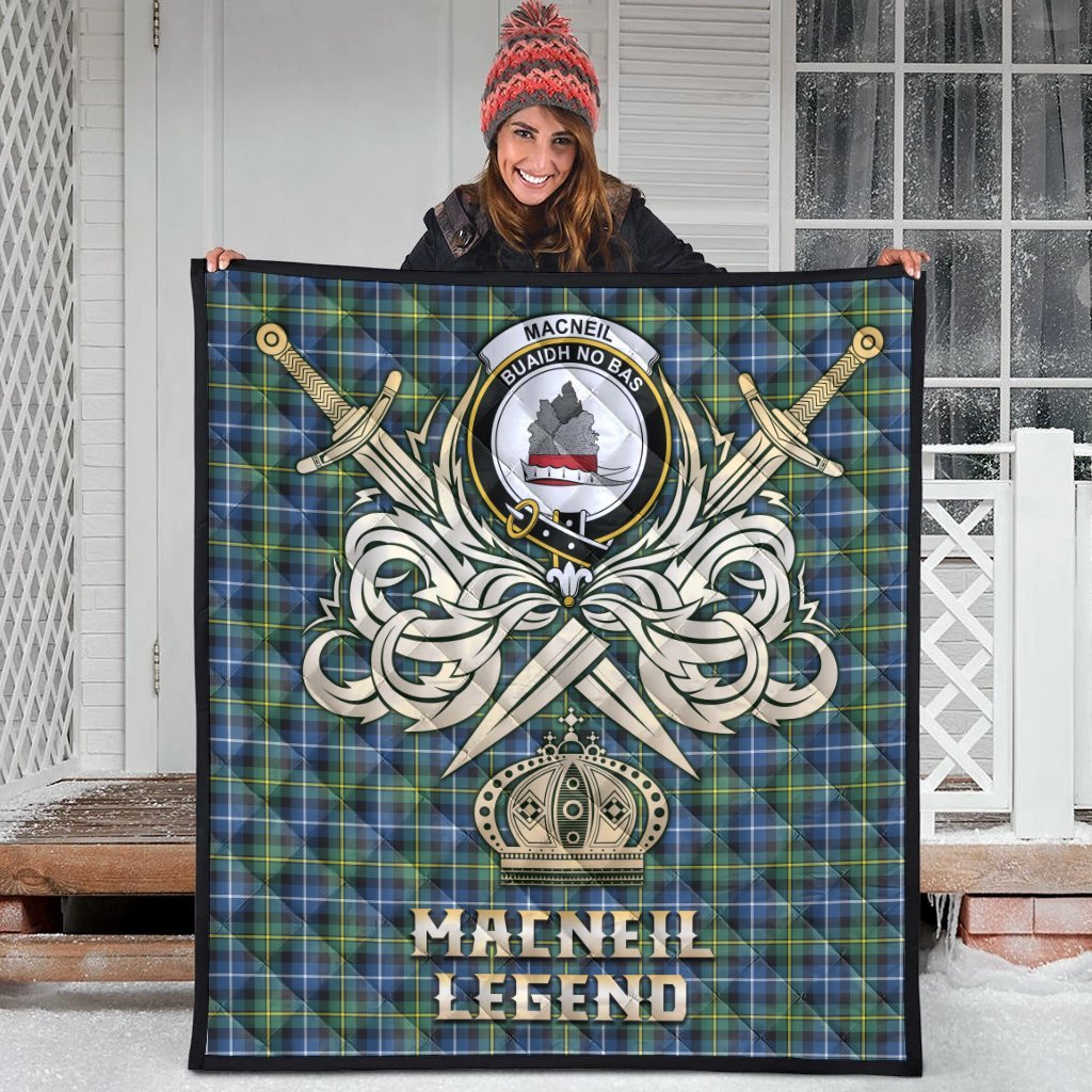 MacNeil of Barra Ancient Tartan Crest Legend Gold Royal Premium Quilt