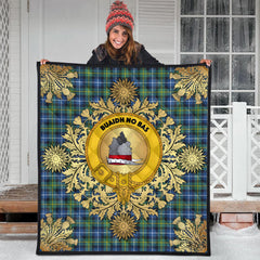 MacNeil Of Barra Ancient Tartan Crest Premium Quilt - Gold Thistle Style