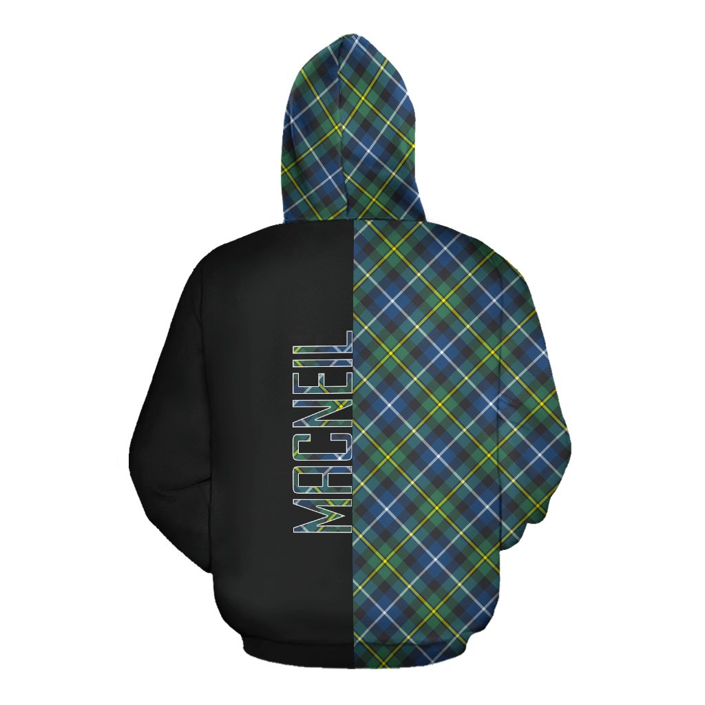 MacNeil of Barra Ancient Tartan Hoodie Half of Me - Cross Style