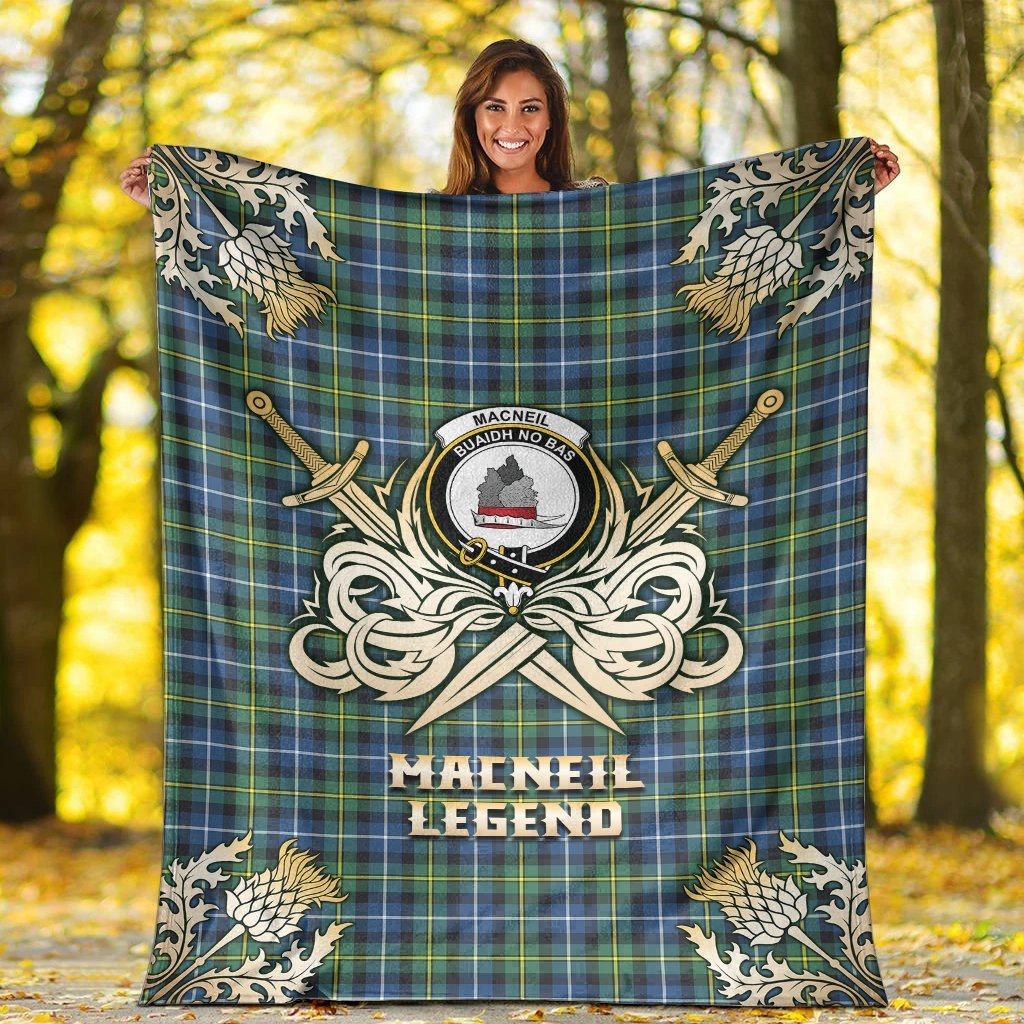MacNeil of Barra Ancient Tartan Gold Courage Symbol Blanket